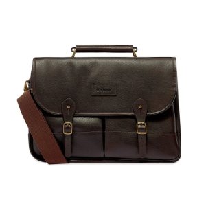 Barbour Leather Briefcase Chocolate