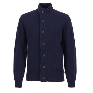 Barbour Essential Patch Zip Through Knitted Jumper Navy