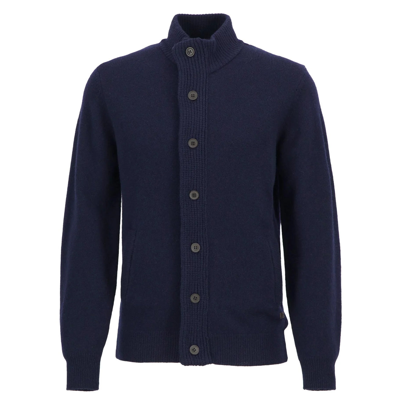 Barbour Essential Patch Zip Through Knitted Jumper Navy