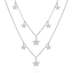 Blake Double Row Star Necklace | 925 Sterling Silver