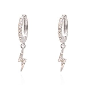 Bridget Lightning Huggie Hoop Earrings | 925 Sterling Silver