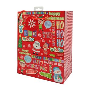 Christmas Character with Text Kids Gift Bag Large