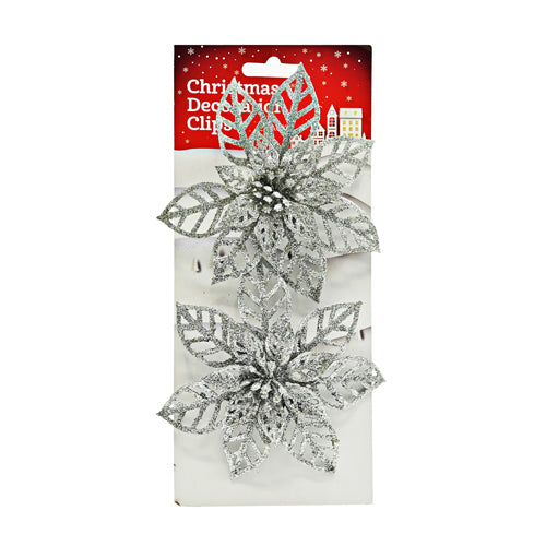 Christmas Glitter Clip Decorations 2 Pk