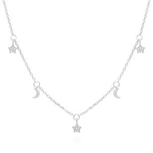 Elsie Star & Moon Charm Necklace | 925 Sterling Silver