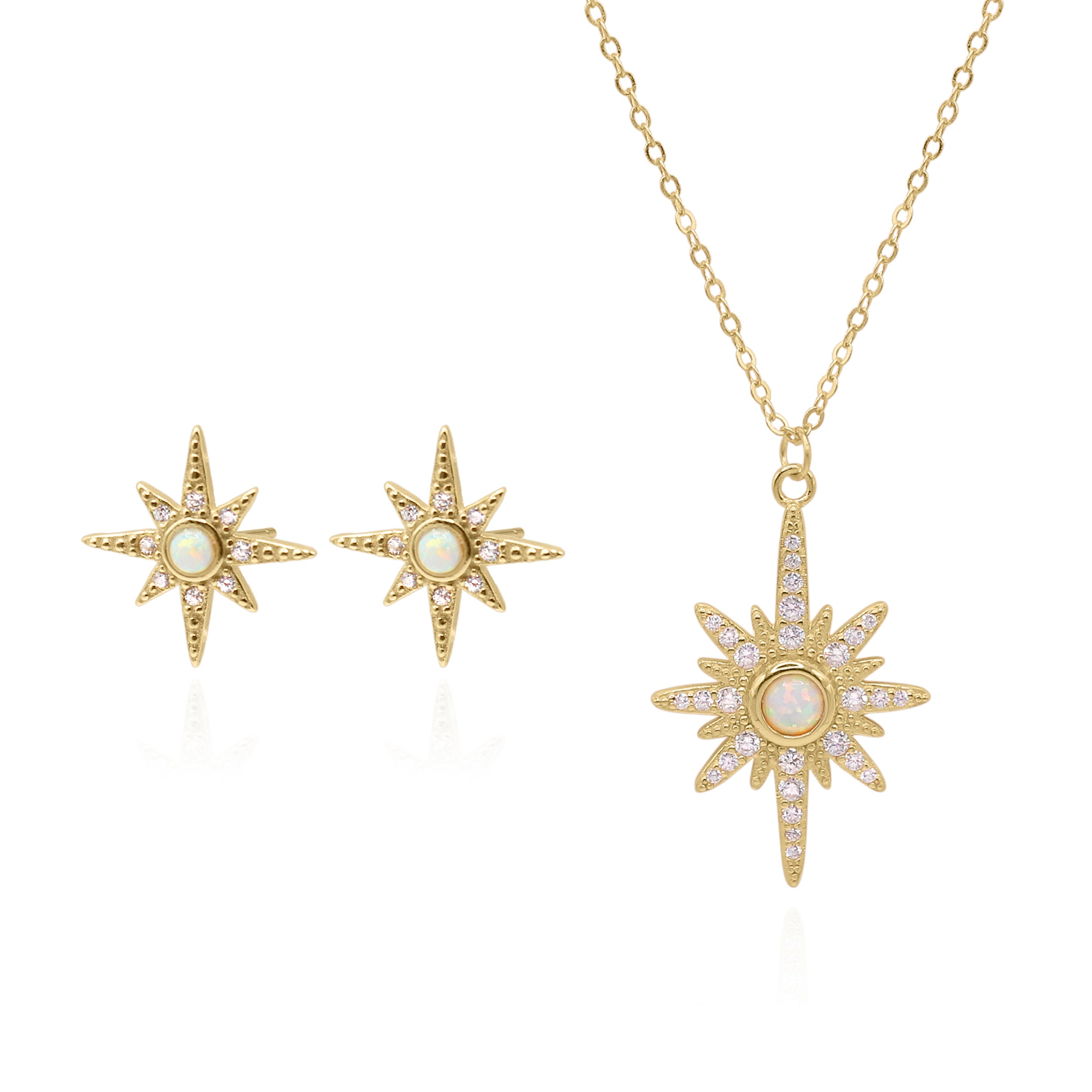 Star Birthstone Gift Set | Earrings & Necklace | 18K Gold Plated
