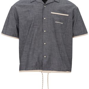 Dark shirt denim sleeves short armani exchange