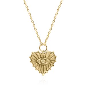 Ines Heart Eye Pendant Necklace | 18k Gold Plated
