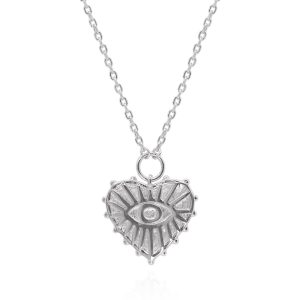 Ines Heart Eye Pendant Necklace | 925 Sterling Silver