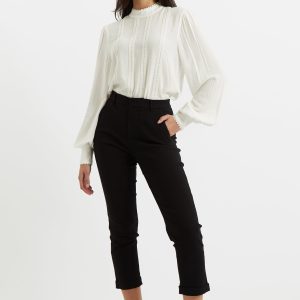 Louche Jaylo Slim Fit Cropped Trouser - Black