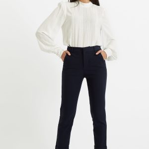 Louche Jaylo Slim Fit Cropped Trouser - Navy