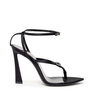 Sandals with Heel in Crepe Satin Saint Laurent