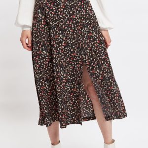 Louche Kiyo Wax Flower Print Midi Skirt