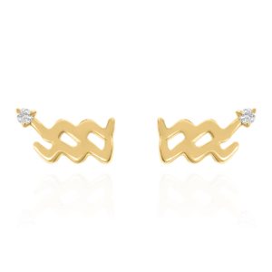 Kali Zodiac Symbol Stud Earrings | 18K Gold Plated