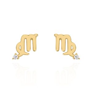 Kali Zodiac Symbol Stud Earrings | 18K Gold Plated
