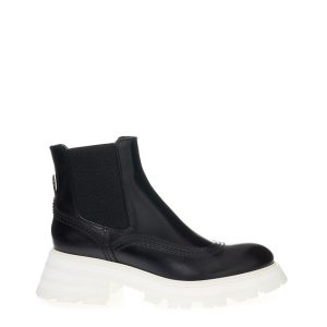 Stivaletti Chelsea Alexander McQueen tacco Bianco