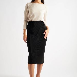 Maylis Pleat Midi Skirt - Black
