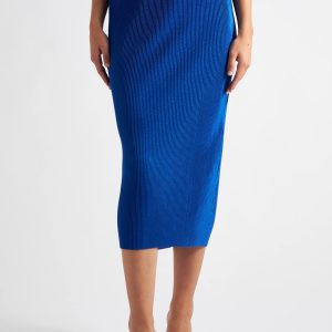 Maylis Pleat Midi Skirt - Cobalt
