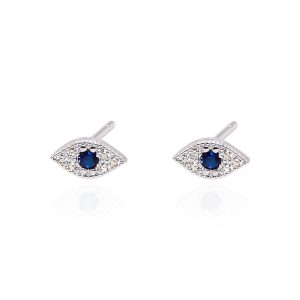 Neylan Evil Eye Stud Earrings | 925 Sterling Silver