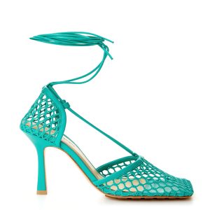 Stretch Bottega Veneta in Green Network Sandals