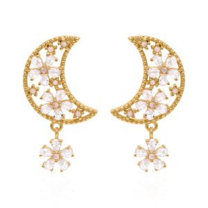 Posie Flower Moon Earrings | 18k Gold Plated