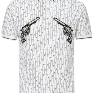 White piquet pole with allover Dolce & Gabbana print