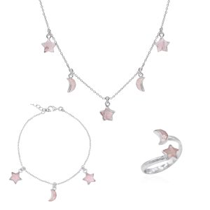 Rose Quartz Star & Moon Gift Set | 925 Sterling Silver