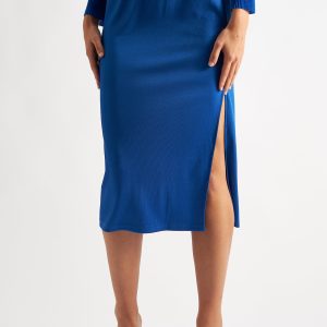Wilson Fine Rib Midi Skirt - Blue