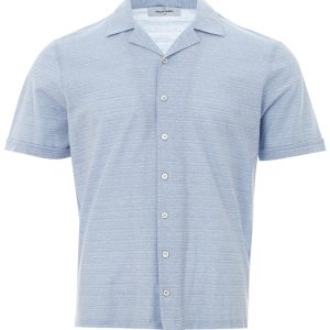 Camicia a Mezza Manica Azzurra Misto Lino Gran Sasso