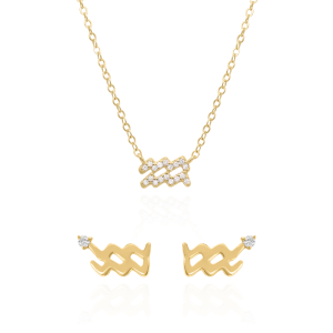Zodiac Symbol Gift Set | Stud Earrings & Necklace | 18K Gold Plated
