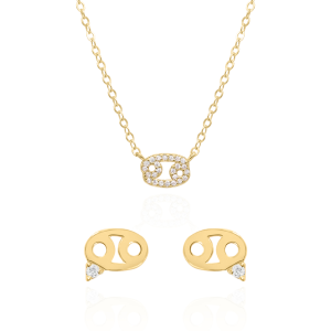 Zodiac Symbol Gift Set | Stud Earrings & Necklace | 18K Gold Plated