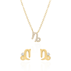 Zodiac Symbol Gift Set | Stud Earrings & Necklace | 18K Gold Plated