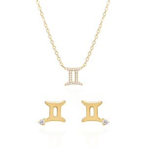 Zodiac Symbol Gift Set | Stud Earrings & Necklace | 18K Gold Plated