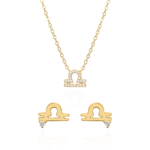 Zodiac Symbol Gift Set | Stud Earrings & Necklace | 18K Gold Plated