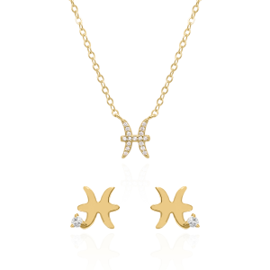 Zodiac Symbol Gift Set | Stud Earrings & Necklace | 18K Gold Plated