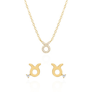 Zodiac Symbol Gift Set | Stud Earrings & Necklace | 18K Gold Plated