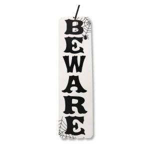 Halloween Wooden Beware Hanging Decoration L58cm