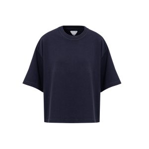 Blue cropped t-shirt with squared neck Bottega Veneta