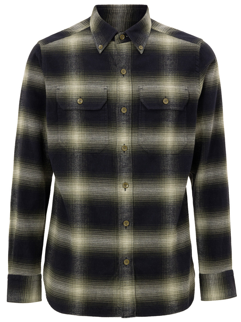 Tom Ford Camicia Western Uomo a Quadri - Verde e Blu