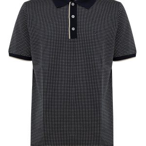 Navy blue cotton pole with jacquard printing Dunhill