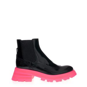 Stivaletti Chelsea Suola Rosa Fluo Alexander McQueen