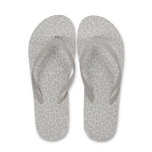 Silver & White Leopard Pattern Flip Flops Assorted Sizes