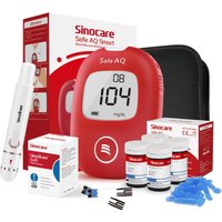 Sinocare Safe AQ Smart Blood Glucose Monitor, Convenient to Carry with Painless Test | 1pc meter+50pcs×(strips+lancets) | mg/dL