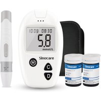 Sinocare Safe Accu Blood Glucose Monitor with Large Memory Capacity, High-cost Performance | 1pc meter+100pcs×(strips+lancets) | mg/dl