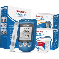 Sinocare Safe AQ UG Blood Glucose Uric Acid Meter with Advanced Test Strips Lancet for Multifunctions | 1pc meter+50pcs×(Blood Glucose+Uric Acid Strips) | mmol/L