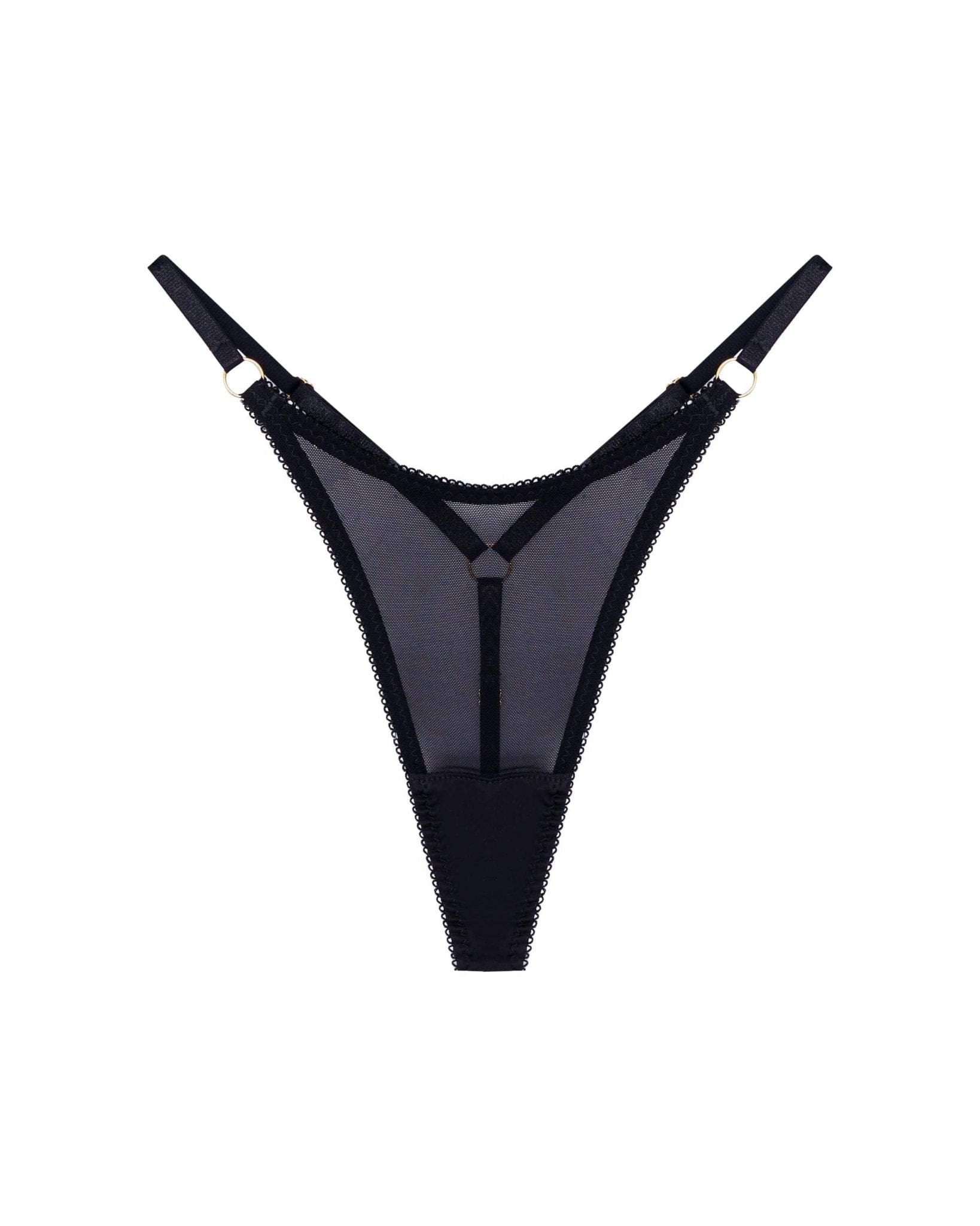Black Mesh Strappy Thong