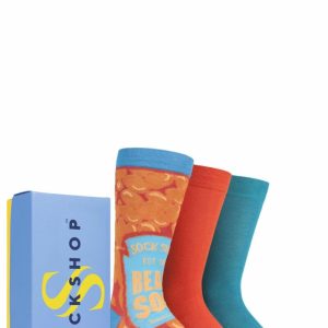 Mens 3 Pair SOCKSHOP Bamboo Bright Gift Boxed Socks Beans for Breakfast 7-11 Mens