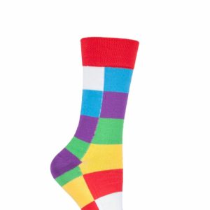 Mens Women's and Kids 1 Pair SOCKSHOP Friendship Friday with Elmer Patchwork Bamboo Socks Multi Coloured 7-11 Mens