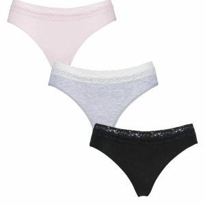 Women's 3 Pair SOCKSHOP Lazy Panda Bamboo Briefs Black / Grey / Pink 16 Ladies