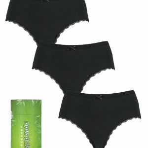 Women's 3 Pair SOCKSHOP Lazy Panda Bamboo Low Rise Shorties Black 10 Ladies