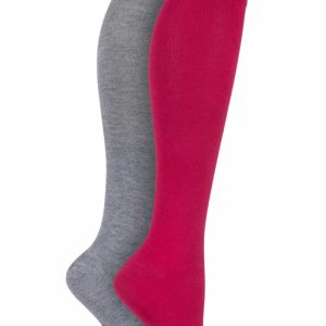 Women's 2 Pair SOCKSHOP Plain and Patterned Bamboo Knee High Socks with Smooth Toe Seams Alpine Red 4-8 Ladies